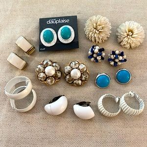 Vintage blue and white clip on earring bundle.